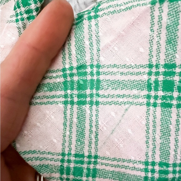 NWT- Dolls Kill DAISY STREET Balloon Pink/Green Puff Sleeved Plaid Ruffle Top - Picture 11 of 12